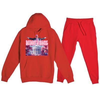 Funny Trump Take America Back DaddyS Home Trump Pink 2024 Premium Hooded Sweatsuit Set