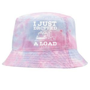 Funny Tractor Truck Driver Trucker Puns Just Dropped A Load Tie-Dyed Bucket Hat