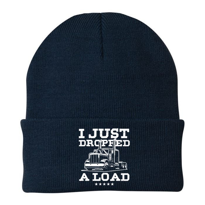 Funny Tractor Truck Driver Trucker Puns Just Dropped A Load Knit Cap Winter Beanie