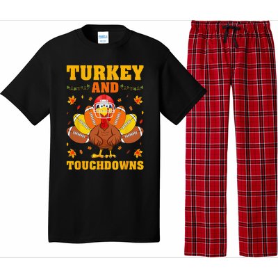 Funny Thanksgiving Turkey And Touchdowns Pajama Set