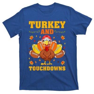 Funny Thanksgiving Turkey And Touchdowns T-Shirt