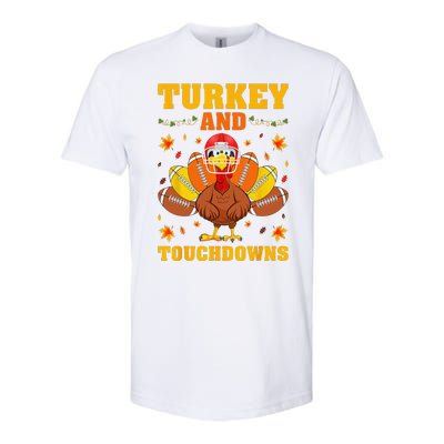 Funny Thanksgiving Turkey And Touchdowns Softstyle® CVC T-Shirt