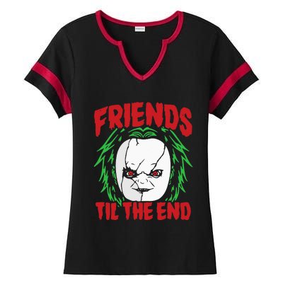 Friends Till The End Lazy Halloween Costume Horror Movie Ladies Halftime Notch Neck Tee