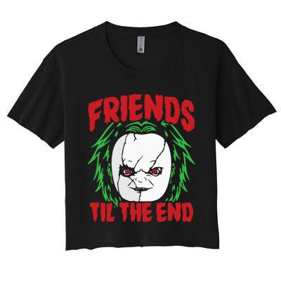 Friends Till The End Lazy Halloween Costume Horror Movie Women's Crop Top Tee