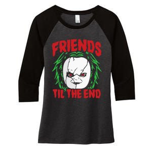 Friends Till The End Lazy Halloween Costume Horror Movie Women's Tri-Blend 3/4-Sleeve Raglan Shirt