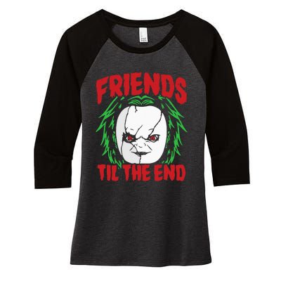 Friends Till The End Lazy Halloween Costume Horror Movie Women's Tri-Blend 3/4-Sleeve Raglan Shirt