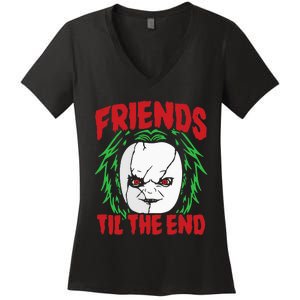 Friends Till The End Lazy Halloween Costume Horror Movie Women's V-Neck T-Shirt