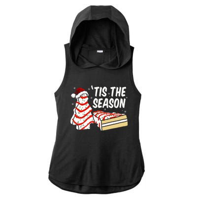 Funny Tis The Season Design Christmas Tree Cakes Debbie Ladies PosiCharge Tri-Blend Wicking Draft Hoodie Tank