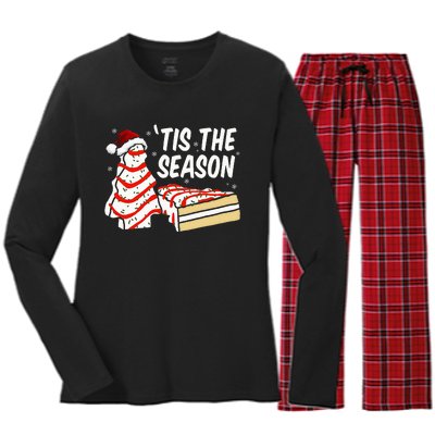 Funny Tis The Season Design Christmas Tree Cakes Debbie Women's Long Sleeve Flannel Pajama Set 