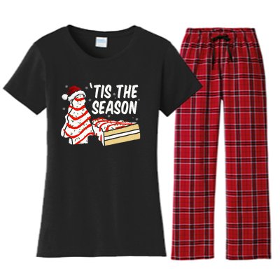 Funny Tis The Season Design Christmas Tree Cakes Debbie Women's Flannel Pajama Set