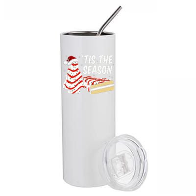 Funny Tis The Season Design Christmas Tree Cakes Debbie Stainless Steel Tumbler