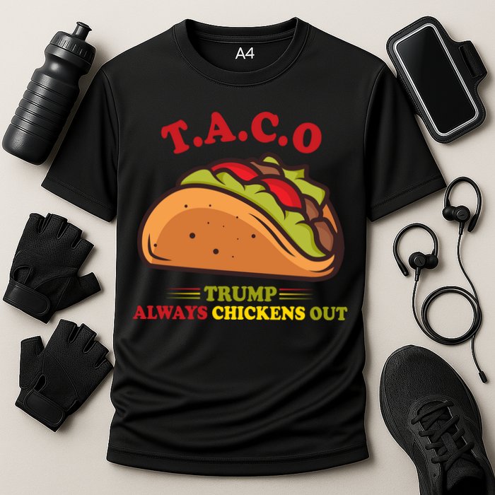 Funny Taco Trump Always Chickens Out Cooling Performance Crew T-Shirt
