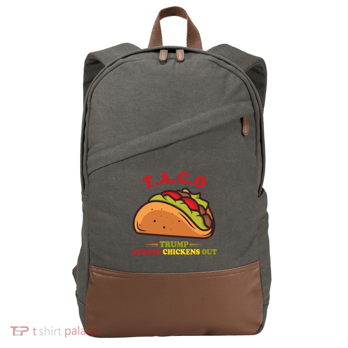 Funny Taco Trump Always Chickens Out Cotton Canvas Backpack