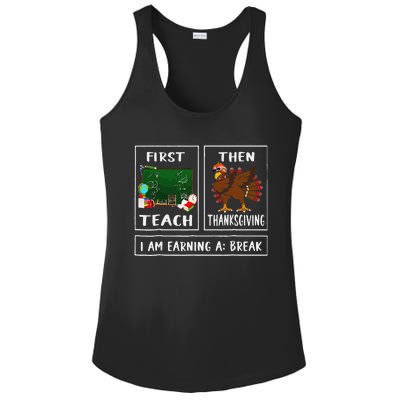 First Teach Then Thanksgiving IM Earning A Break Teacher Ladies PosiCharge Competitor Racerback Tank