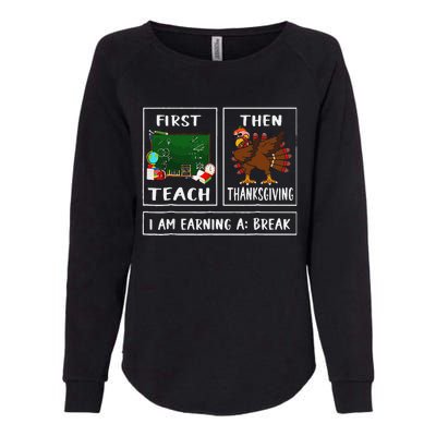 First Teach Then Thanksgiving IM Earning A Break Teacher Womens California Wash Sweatshirt