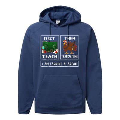 First Teach Then Thanksgiving IM Earning A Break Teacher Performance Fleece Hoodie