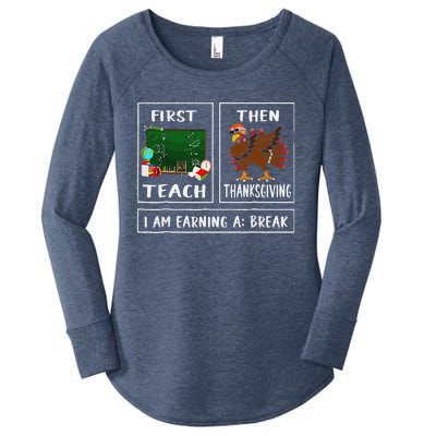 First Teach Then Thanksgiving IM Earning A Break Teacher Women's Perfect Tri Tunic Long Sleeve Shirt