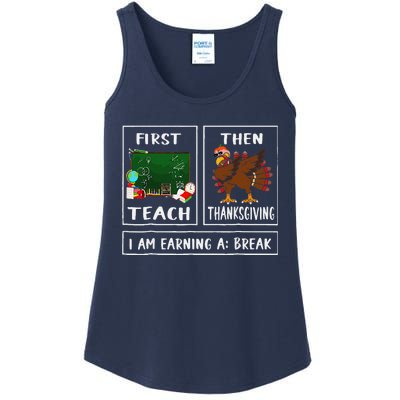 First Teach Then Thanksgiving IM Earning A Break Teacher Ladies Essential Tank