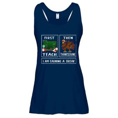 First Teach Then Thanksgiving IM Earning A Break Teacher Ladies Essential Flowy Tank