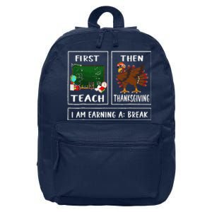 First Teach Then Thanksgiving IM Earning A Break Teacher 16 in Basic Backpack