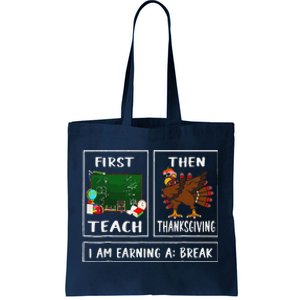 First Teach Then Thanksgiving IM Earning A Break Teacher Tote Bag