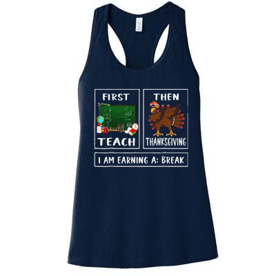 First Teach Then Thanksgiving IM Earning A Break Teacher Women's Racerback Tank