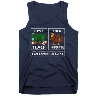 First Teach Then Thanksgiving IM Earning A Break Teacher Tank Top