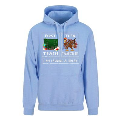 First Teach Then Thanksgiving IM Earning A Break Teacher Unisex Surf Hoodie