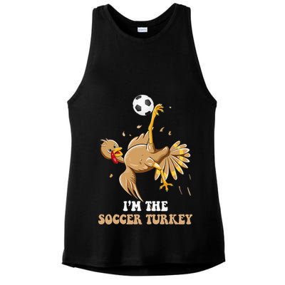 Funny Thanksgiving Turkey Soccer Ladies PosiCharge Tri-Blend Wicking Tank