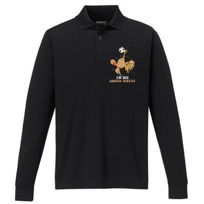 Funny Thanksgiving Turkey Soccer Performance Long Sleeve Polo