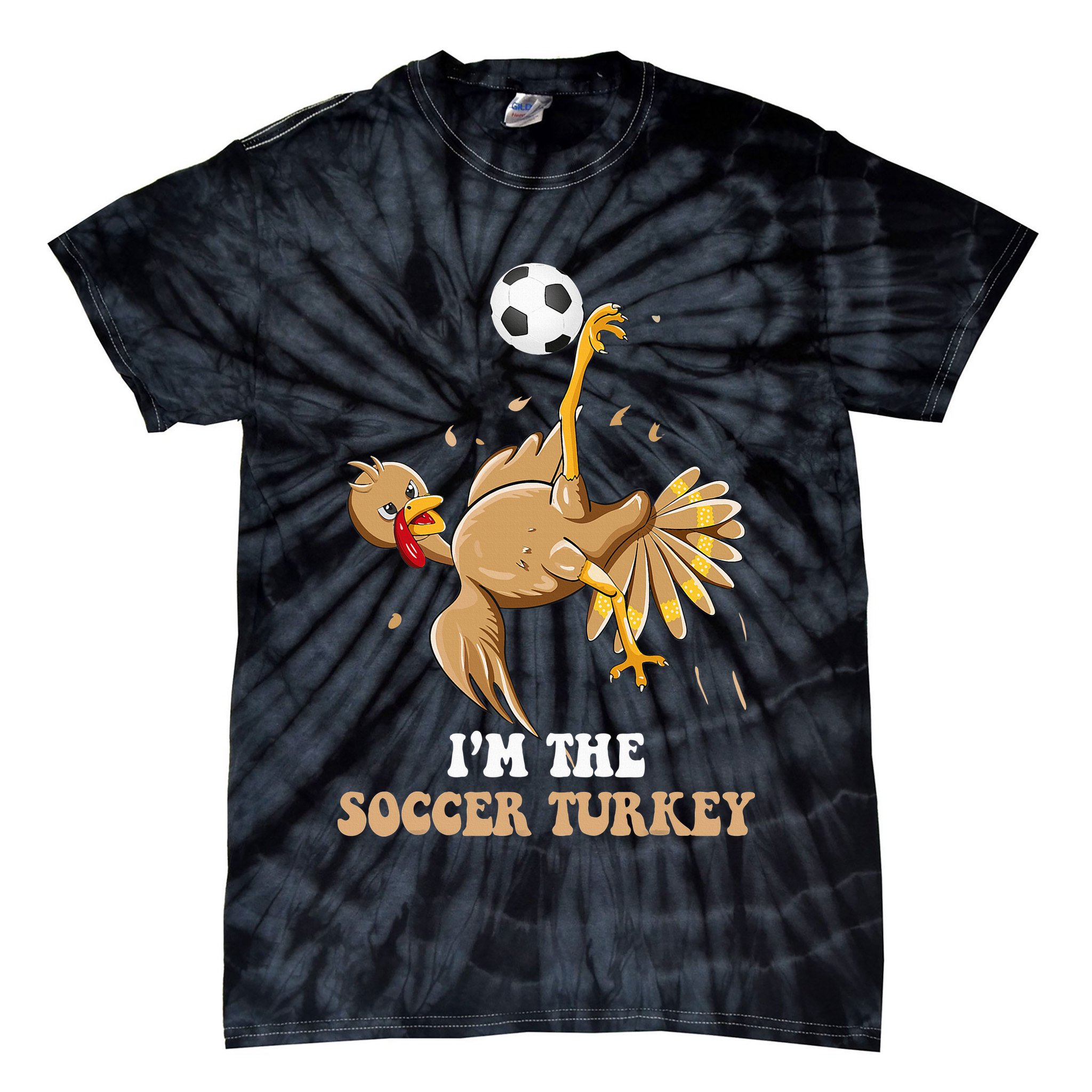 Funny Thanksgiving Turkey Soccer Tie-Dye T-Shirt