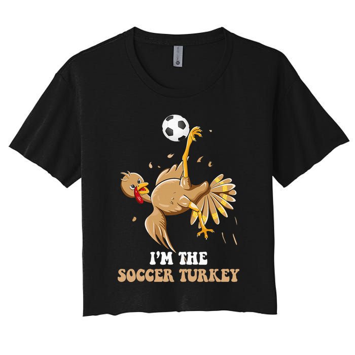 Funny Thanksgiving Turkey Soccer Women's Crop Top Tee