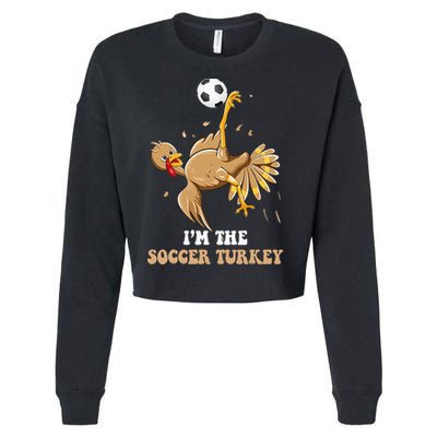 Funny Thanksgiving Turkey Soccer Cropped Pullover Crew