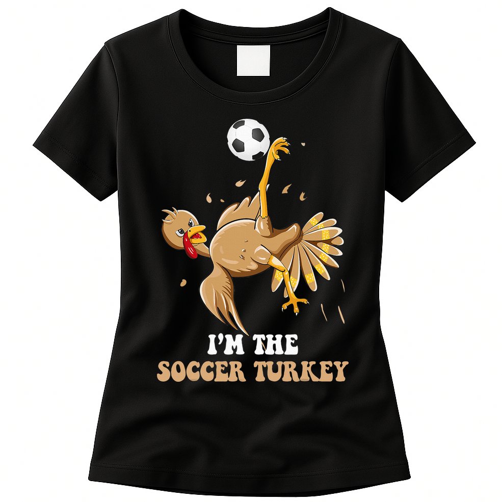 Funny Thanksgiving Turkey Soccer Womens T-Shirt