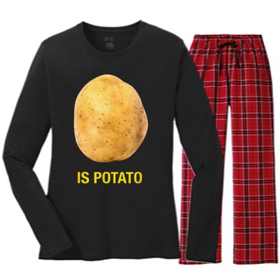 Funny Trendy The Late Show With Stephen Colbert Is Potato Charity Women's Long Sleeve Flannel Pajama Set 