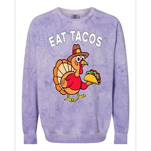 Funny Thanksgiving Turkey Eat Tacos Mexican Thanksgiving Fun Colorblast Crewneck Sweatshirt