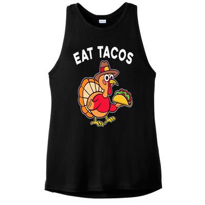 Funny Thanksgiving Turkey Eat Tacos Mexican Thanksgiving Fun Ladies PosiCharge Tri-Blend Wicking Tank