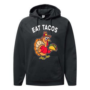 Funny Thanksgiving Turkey Eat Tacos Mexican Thanksgiving Fun Performance Fleece Hoodie