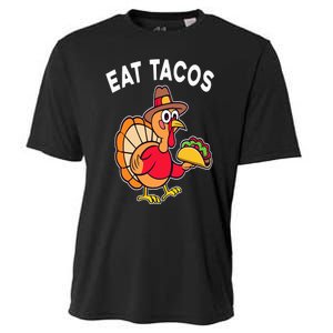 Funny Thanksgiving Turkey Eat Tacos Mexican Thanksgiving Fun Cooling Performance Crew T-Shirt