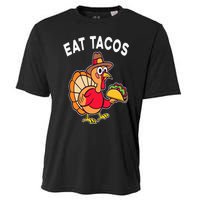 Funny Thanksgiving Turkey Eat Tacos Mexican Thanksgiving Fun Cooling Performance Crew T-Shirt