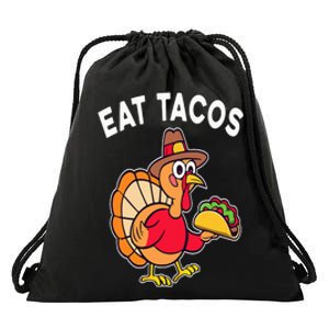 Funny Thanksgiving Turkey Eat Tacos Mexican Thanksgiving Fun Drawstring Bag