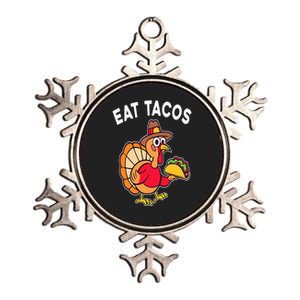 Funny Thanksgiving Turkey Eat Tacos Mexican Thanksgiving Fun Metallic Star Ornament