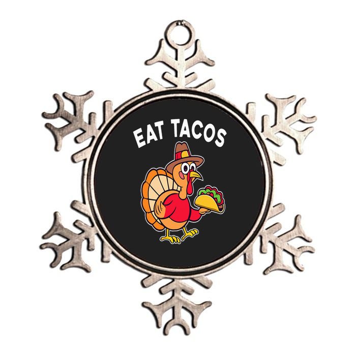 Funny Thanksgiving Turkey Eat Tacos Mexican Thanksgiving Fun Metallic Star Ornament