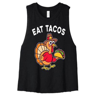 Funny Thanksgiving Turkey Eat Tacos Mexican Thanksgiving Fun Women's Racerback Cropped Tank