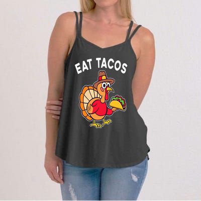 Funny Thanksgiving Turkey Eat Tacos Mexican Thanksgiving Fun Women's Strappy Tank