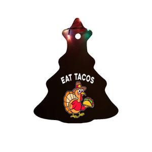 Funny Thanksgiving Turkey Eat Tacos Mexican Thanksgiving Fun Ceramic Tree Ornament