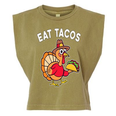 Funny Thanksgiving Turkey Eat Tacos Mexican Thanksgiving Fun Garment-Dyed Women's Muscle Tee