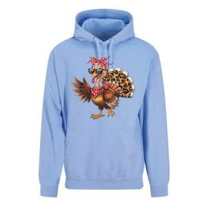 Funny Thanksgiving Turkey Women Girl Leopard Unisex Surf Hoodie