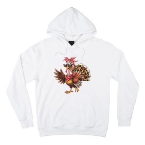 Funny Thanksgiving Turkey Women Girl Leopard Hoodie