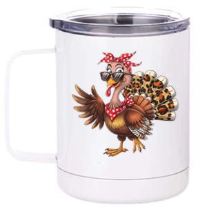 Funny Thanksgiving Turkey Women Girl Leopard 12 oz Stainless Steel Tumbler Cup